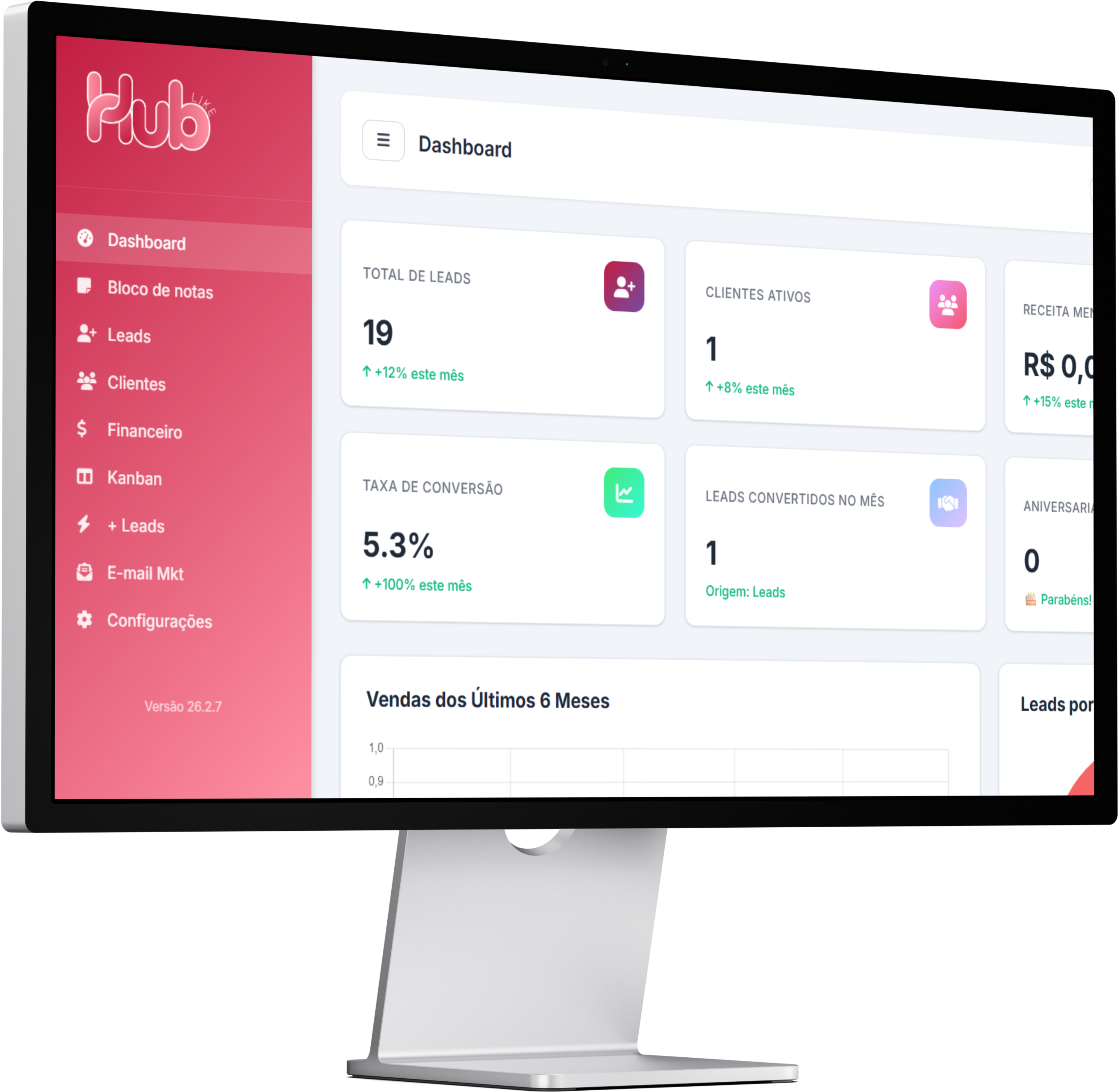 Tela do HubLike CRM